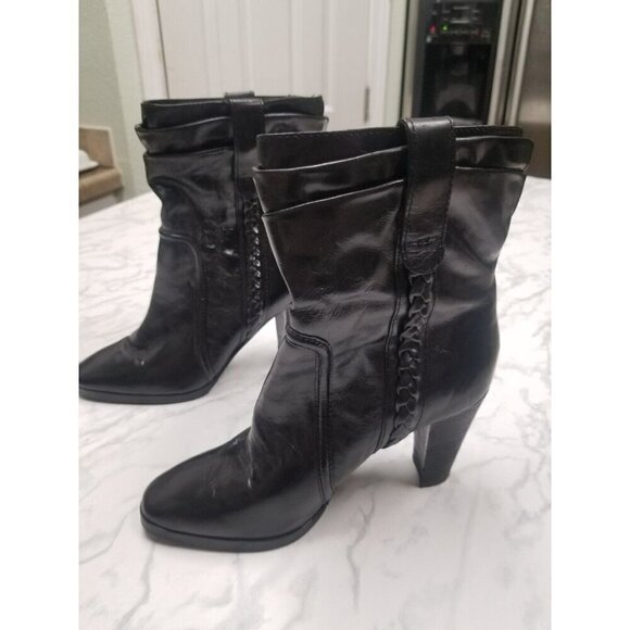 7 for all mankind Black Pull‎ On Boots flaw RIP on inside recently  conditioned - Picture 1 of 12